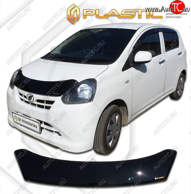 1 839 р. Дефлектор капота CA-Plastic  Daihatsu Mira e:S  LA300S,LA310S (2011-2017) дорестайлинг, рестайлинг (classic черный, без надписи)  с доставкой в г. Екатеринбург