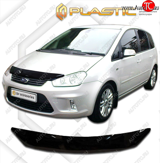 1 759 р. Дефлектор капота CA-Plastic  Ford C-max  Mk1 (2007-2010) рестайлинг (classic черный, без надписи)  с доставкой в г. Екатеринбург