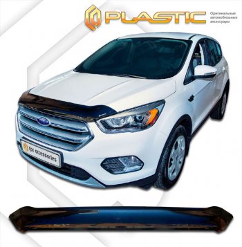 1 839 р. Дефлектор капота CA-Plastic  Ford Escape  3 (2016-2019) рестайлинг (classic черный, без надписи)  с доставкой в г. Екатеринбург. Увеличить фотографию 1