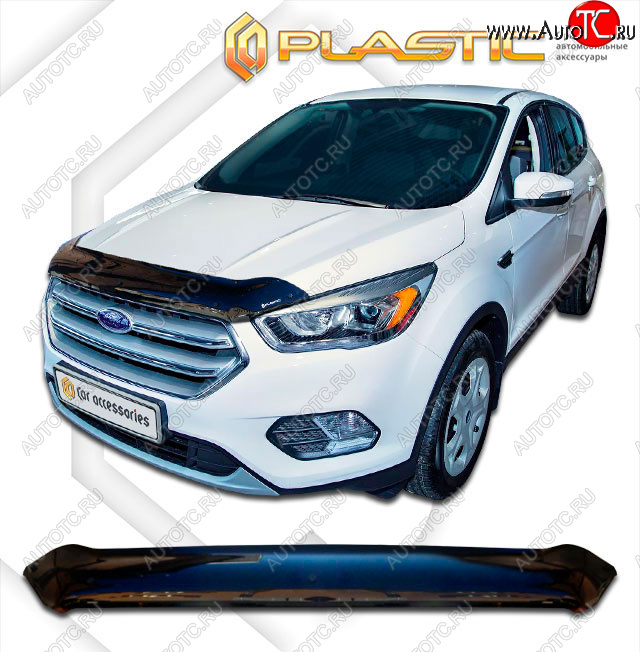 1 839 р. Дефлектор капота CA-Plastic  Ford Escape  3 (2016-2019) рестайлинг (classic черный, без надписи)  с доставкой в г. Екатеринбург