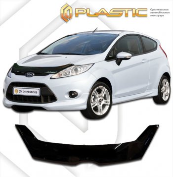 1 839 р. Дефлектор капота CA-Plastic  Ford Fiesta  6 (2008-2013) хэтчбэк 3 дв. дорестайлинг, хэтчбэк 5 дв. дорестайлинг (classic черный, без надписи)  с доставкой в г. Екатеринбург. Увеличить фотографию 1