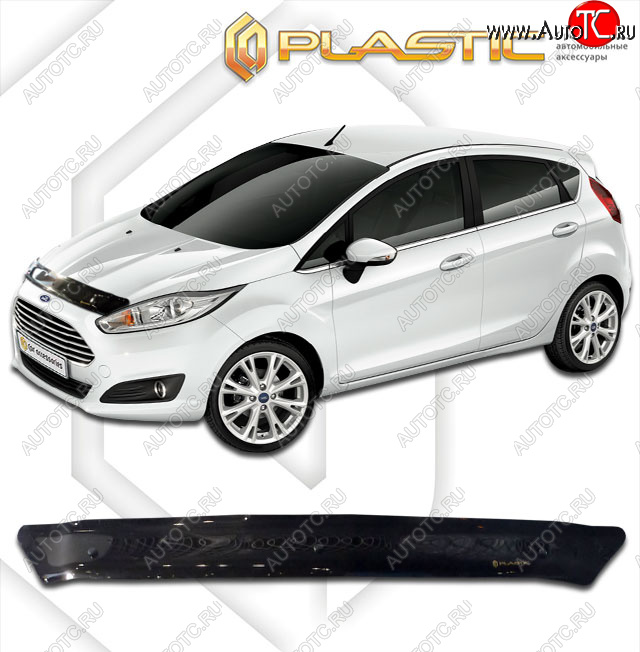 1 759 р. Дефлектор капота CA-Plastic  Ford Fiesta  6 (2012-2019) седан рестайлинг (classic черный, без надписи)  с доставкой в г. Екатеринбург