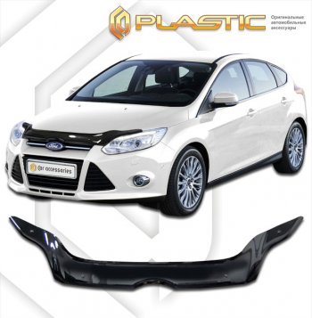 1 999 р. Дефлектор капота CA-Plastic  Ford Focus  3 (2010-2015) универсал дорестайлинг (classic черный, без надписи)  с доставкой в г. Екатеринбург. Увеличить фотографию 1