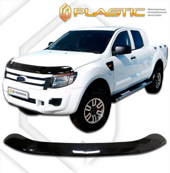 2 079 р. Дефлектор капота CA-Plastic  Ford Ranger  RapCab (2011-2016) дорестайлинг (classic черный, без надписи)  с доставкой в г. Екатеринбург. Увеличить фотографию 1