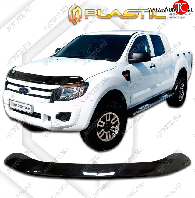 2 079 р. Дефлектор капота CA-Plastic  Ford Ranger  RapCab (2011-2016) дорестайлинг (classic черный, без надписи)  с доставкой в г. Екатеринбург