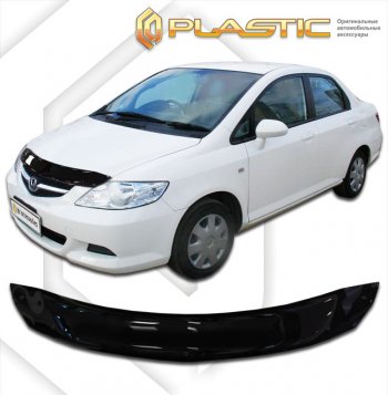 1 759 р. Дефлектор капота CA-Plastic  Honda Fit Aria  GD (2005-2009) рестайлинг седан (classic черный, без надписи)  с доставкой в г. Екатеринбург. Увеличить фотографию 1