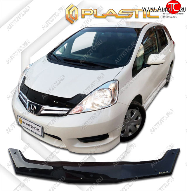 1 759 р. Дефлектор капота CA-Plastic  Honda Fit Shuttle  1 GP2,GG7,GG8 (2011-2013) дорестайлинг (classic черный, без надписи)  с доставкой в г. Екатеринбург