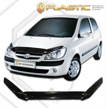 1 759 р. Дефлектор капота CA-Plastic  Hyundai Getz  TB (2005-2011) хэтчбэк 3 дв. рестайлинг (classic черный, без надписи)  с доставкой в г. Екатеринбург. Увеличить фотографию 1