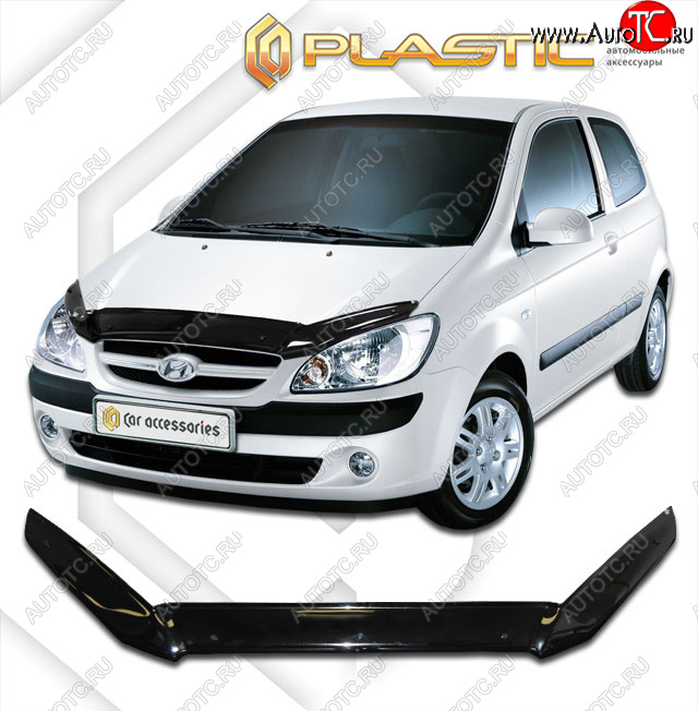 1 759 р. Дефлектор капота CA-Plastic  Hyundai Getz  TB (2005-2011) хэтчбэк 3 дв. рестайлинг (classic черный, без надписи)  с доставкой в г. Екатеринбург