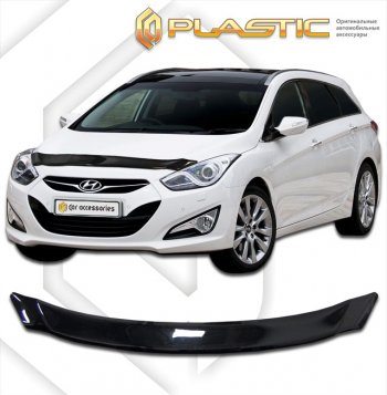 1 759 р. Дефлектор капота CA-Plastic  Hyundai I30  2 GD (2011-2017) дорестайлинг универсал, рестайлинг универсал (classic черный, без надписи)  с доставкой в г. Екатеринбург. Увеличить фотографию 1