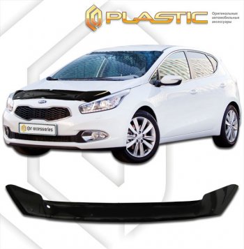 1 839 р. Дефлектор капота CA-Plastic  KIA Ceed  2 JD (2015-2018) рестайлинг, хэтчбэк (classic черный, без надписи)  с доставкой в г. Екатеринбург. Увеличить фотографию 1