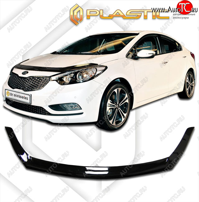 1 999 р. Дефлектор капота CA-Plastic  KIA Cerato  3 YD (2013-2016) дорестайлинг седан (classic черный, без надписи)  с доставкой в г. Екатеринбург