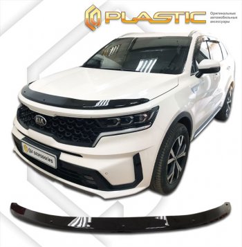 1 839 р. Дефлектор капота CA-Plastic  KIA Sorento  MQ4 (2020-2022) (classic черный, без надписи)  с доставкой в г. Екатеринбург. Увеличить фотографию 1