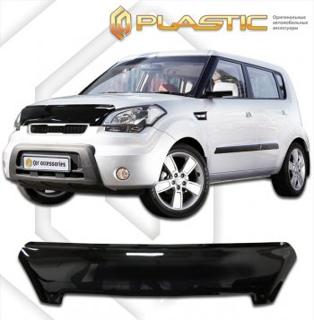 1 899 р. Дефлектор капота CA-Plastic  KIA Soul  AM (2011-2014) рестайлинг (classic черный, без надписи)  с доставкой в г. Екатеринбург. Увеличить фотографию 1