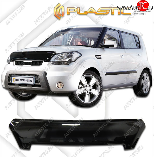 1 899 р. Дефлектор капота CA-Plastic  KIA Soul  AM (2011-2014) рестайлинг (classic черный, без надписи)  с доставкой в г. Екатеринбург