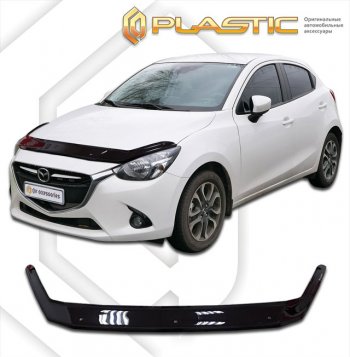 1 839 р. Дефлектор капота CA-Plastic  Mazda 2/Demio  DJ IV (2014-2019) (classic черный, без надписи)  с доставкой в г. Екатеринбург. Увеличить фотографию 1