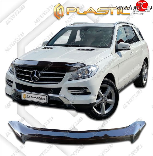 2 079 р. Дефлектор капота CA-Plastic  Mercedes-Benz ML class  W166 (2011-2015) (classic черный, без надписи)  с доставкой в г. Екатеринбург