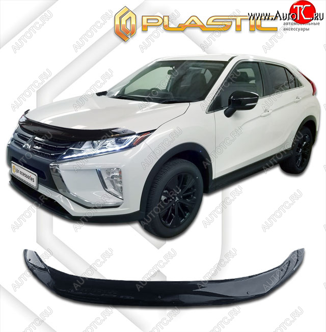 2 079 р. Дефлектор капота CA-Plastic  Mitsubishi Eclipse Cross  GK (2017-2024) (classic черный, без надписи)  с доставкой в г. Екатеринбург