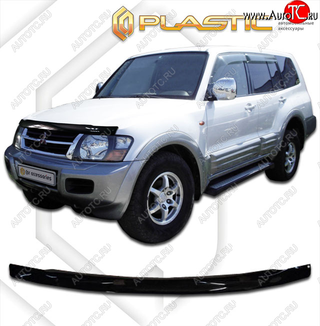 1 899 р. Дефлектор капота CA-Plastic  Mitsubishi Pajero  3 V60 (2003-2006) рестайлинг (classic черный, без надписи)  с доставкой в г. Екатеринбург