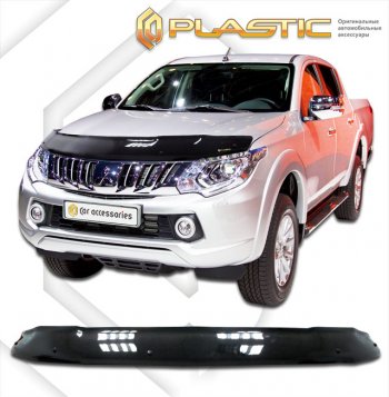 1 999 р. Дефлектор капота CA-Plastic  Mitsubishi Triton  KKKL (2015-2018) Double Cab дорестайлинг (classic черный, без надписи)  с доставкой в г. Екатеринбург. Увеличить фотографию 1