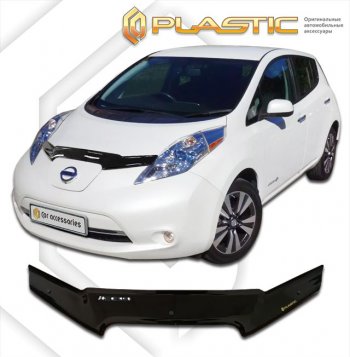 1 759 р. Дефлектор капота CA-Plastic Nissan Leaf 1 (ZE0) (2009-2017) (classic черный, без надписи)  с доставкой в г. Екатеринбург. Увеличить фотографию 1