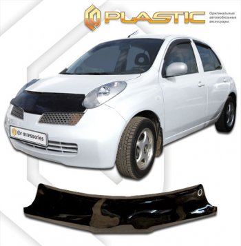 1 839 р. Дефлектор капота CA-Plastic  Nissan March  3 K12 (2005-2007) хэтчбэк 5 дв. правый руль 1-ый рестайлинг (classic черный, без надписи)  с доставкой в г. Екатеринбург. Увеличить фотографию 1