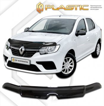 2 079 р. Дефлектор капота CA-Plastic Renault Logan 2 рестайлинг (2018-2024) (classic черный, без надписи)  с доставкой в г. Екатеринбург. Увеличить фотографию 1