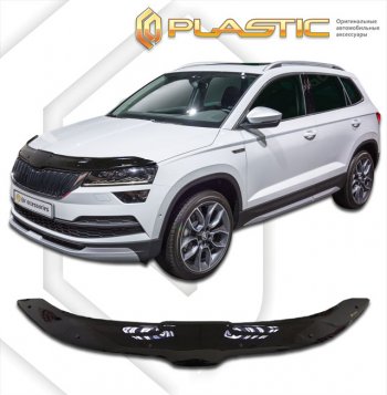 1 999 р. Дефлектор капота CA-Plastic  Skoda Karoq  NU7 (2017-2024) дорестайлинг, рестайлинг (classic черный, без надписи)  с доставкой в г. Екатеринбург. Увеличить фотографию 1