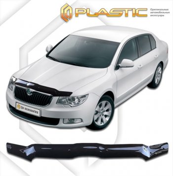 1 759 р. Дефлектор капота CA-Plastic  Skoda Superb  B6 (3T) (2008-2013) лифтбэк дорестайлинг (classic черный, без надписи)  с доставкой в г. Екатеринбург. Увеличить фотографию 1