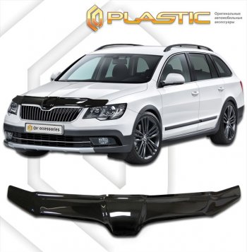 1 999 р. Дефлектор капота CA-Plastic  Skoda Superb  (B6) 3T (2013-2015) лифтбэк рестайлинг (classic черный, без надписи)  с доставкой в г. Екатеринбург. Увеличить фотографию 1