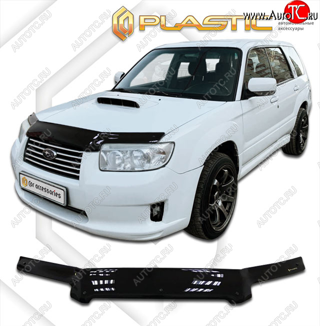 2 159 р. Дефлектор капота CA-Plastic  Subaru Forester  SG (2005-2008) рестайлинг (classic черный, без надписи)  с доставкой в г. Екатеринбург