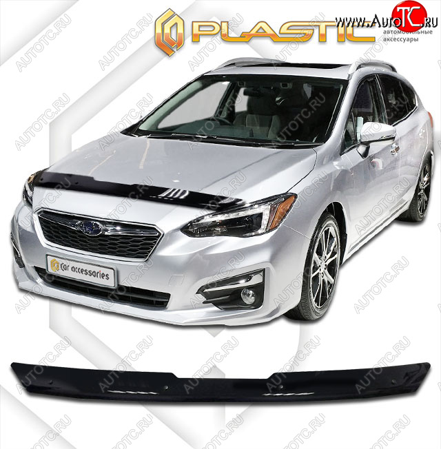 1 839 р. Дефлектор капота CA-Plastic  Subaru Impreza  GT (2016-2019) хэтчбэк дорестайлинг (classic черный, без надписи)  с доставкой в г. Екатеринбург