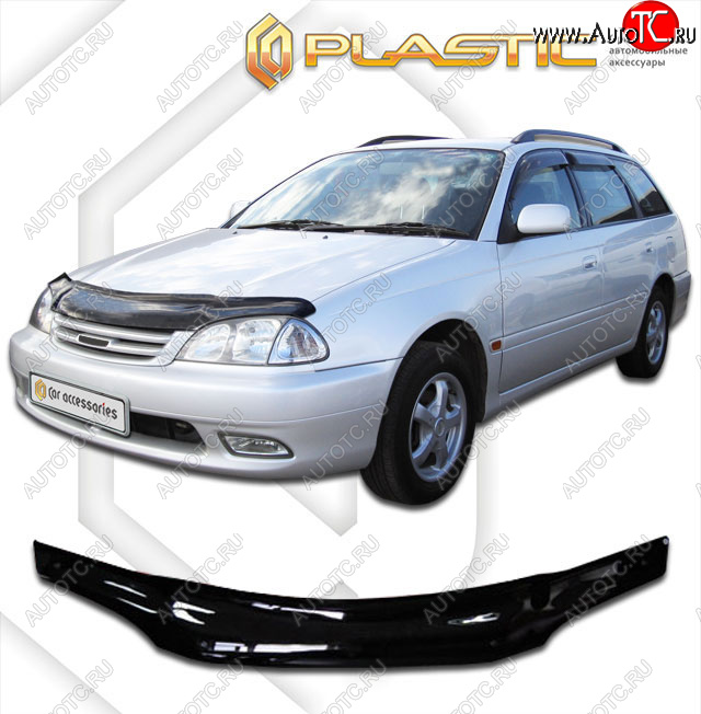 2 049 р. Дефлектор капота CA-Plastic  Toyota Avensis  T220 седан (2000-2003) рестайлинг (classic черный, без надписи)  с доставкой в г. Екатеринбург