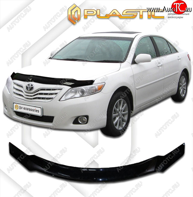 2 079 р. Дефлектор капота CA-Plastic  Toyota Camry  XV40 (2006-2008) дорестайлинг (classic черный, без надписи)  с доставкой в г. Екатеринбург