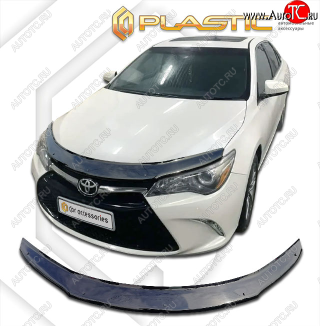 2 079 р. Дефлектор капота (USA) CA-Plastic  Toyota Camry  XV55 (2014-2018) 1-ый рестайлинг, 2-ой рестайлинг (classic черный, без надписи)  с доставкой в г. Екатеринбург