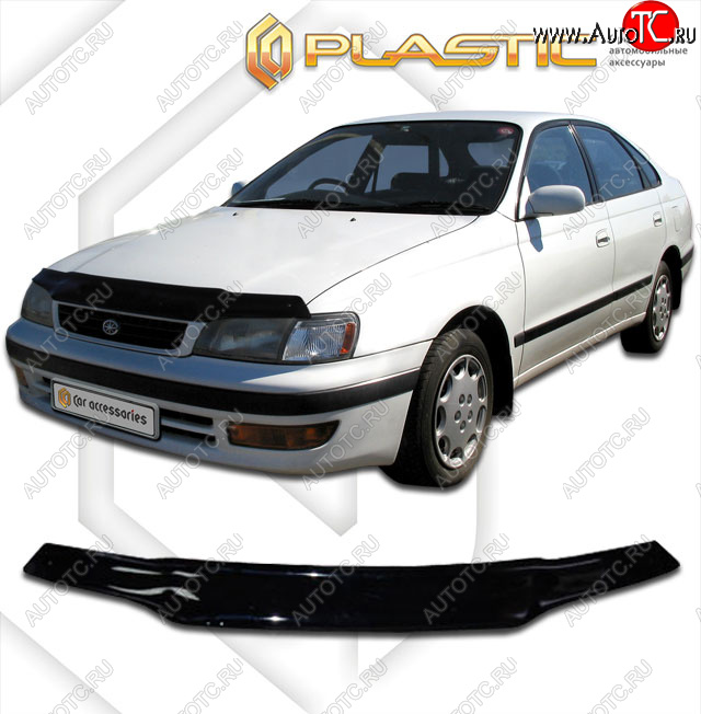 1 999 р. Дефлектор капота CA-Plastic  Toyota Carina E  T190 (1992-1997) лифтбэк дорестайлинг, седан дорестайлинг, седан рестайлинг (classic черный, без надписи)  с доставкой в г. Екатеринбург