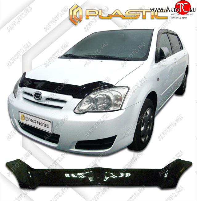 2 049 р. Дефлектор капота CA-Plastic  Toyota Corolla Runx  E120 (2004-2007) хэтчбэк 5 дв. 2-ой рестайлинг (classic черный, без надписи)  с доставкой в г. Екатеринбург