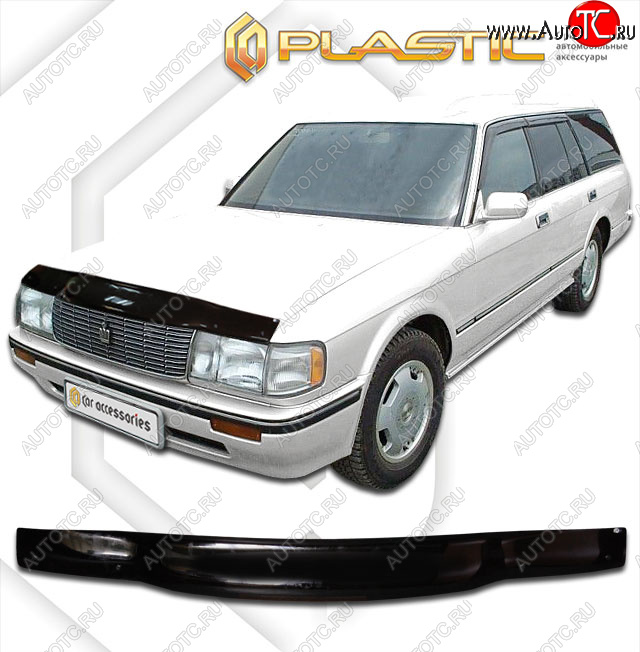 1 999 р. Дефлектор капота CA-Plastic  Toyota Crown  S130 (1991-1999) универсал 2-ой рестайлинг (classic черный, без надписи)  с доставкой в г. Екатеринбург