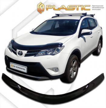 1 839 р. Дефлектор капота CA-Plastic Toyota RAV4 XA40 5 дв. дорестайлинг (2012-2015) (classic черный, без надписи)  с доставкой в г. Екатеринбург. Увеличить фотографию 1