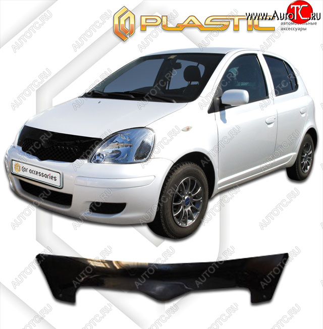 1 899 р. Дефлектор капота CA-Plastic  Toyota Yaris  XP10 (1999-2005) хэтчбэк 5 дв. (classic черный, без надписи)  с доставкой в г. Екатеринбург