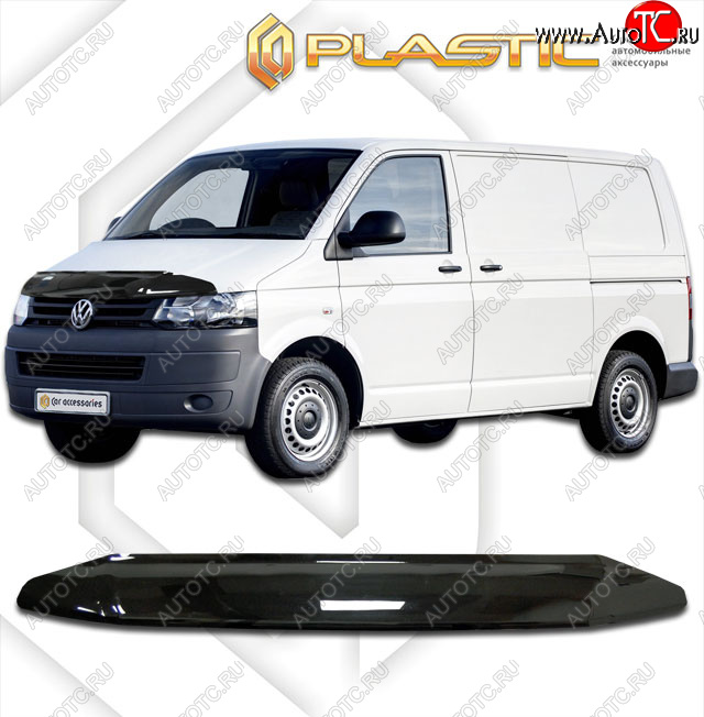 2 079 р. Дефлектор капота CA-Plastic  Volkswagen Transporter  T5 (2009-2015) рестайлинг (classic черный, без надписи)  с доставкой в г. Екатеринбург