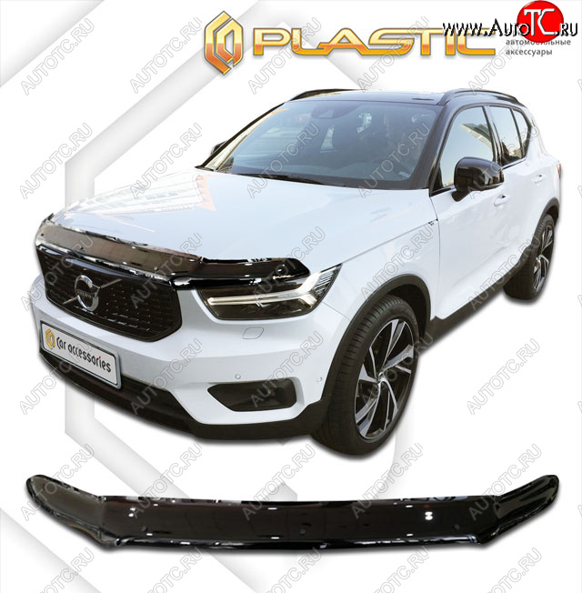 2 159 р. Дефлектор капота CA-Plastic  Volvo XC40 (2017-2022) (classic черный, без надписи)  с доставкой в г. Екатеринбург