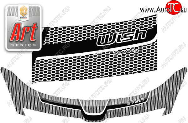 2 299 р. Дефлектор капота CA-Plastic  Toyota Wish  XE10 (2003-2005) дорестайлинг (серия ART белая)  с доставкой в г. Екатеринбург