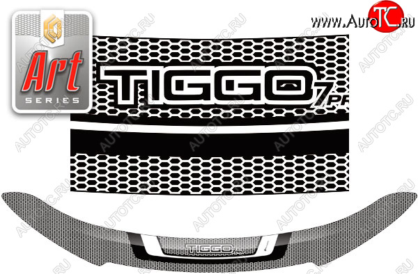 2 299 р. Дефлектор капота CA-Plastic  Chery Tiggo 7 PRO (2019-2024) (Серия Art черная)  с доставкой в г. Екатеринбург