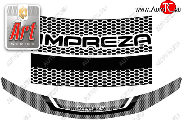 2 199 р. Дефлектор капота CA-Plastic  Subaru Impreza  GH (2007-2012) хэтчбэк (Серия Art черная)  с доставкой в г. Екатеринбург