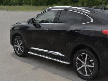 12 649 р. Пороги труба d42 с листом Russtal Haval F7x  рестайлинг (2022-2024) (лист алюминиевый)  с доставкой в г. Екатеринбург. Увеличить фотографию 2