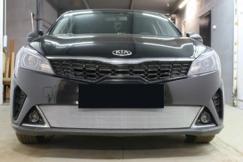 Защитная сетка в бампер (низ, ячейка 3х7 мм) Alfeco Стандарт KIA Rio X рестайлинг (2020-2025) ()