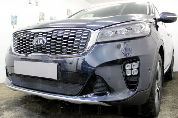 3 099 р. Защитная сетка в бампер (низ, ячейка 3х7 мм) Alfeco Стандарт KIA Sorento UM/Prime рестайлинг (2018-2020) (Чёрная)  с доставкой в г. Екатеринбург. Увеличить фотографию 4