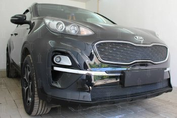 3 699 р. Защитная сетка в бампер (верх, ячейка 3х7 мм) Alfeco Стандарт  KIA Sportage  4 QL (2018-2022) рестайлинг (Чёрная)  с доставкой в г. Екатеринбург. Увеличить фотографию 4