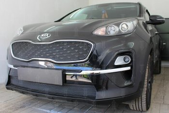 3 699 р. Защитная сетка в бампер (верх, ячейка 3х7 мм) Alfeco Стандарт  KIA Sportage  4 QL (2018-2022) рестайлинг (Чёрная)  с доставкой в г. Екатеринбург. Увеличить фотографию 5